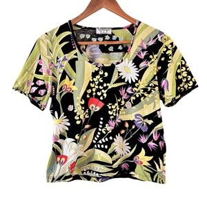 Averardo Bessi Floral Jersey‎ Tee Top Womens 10 Multicolor Art to Wear Italy